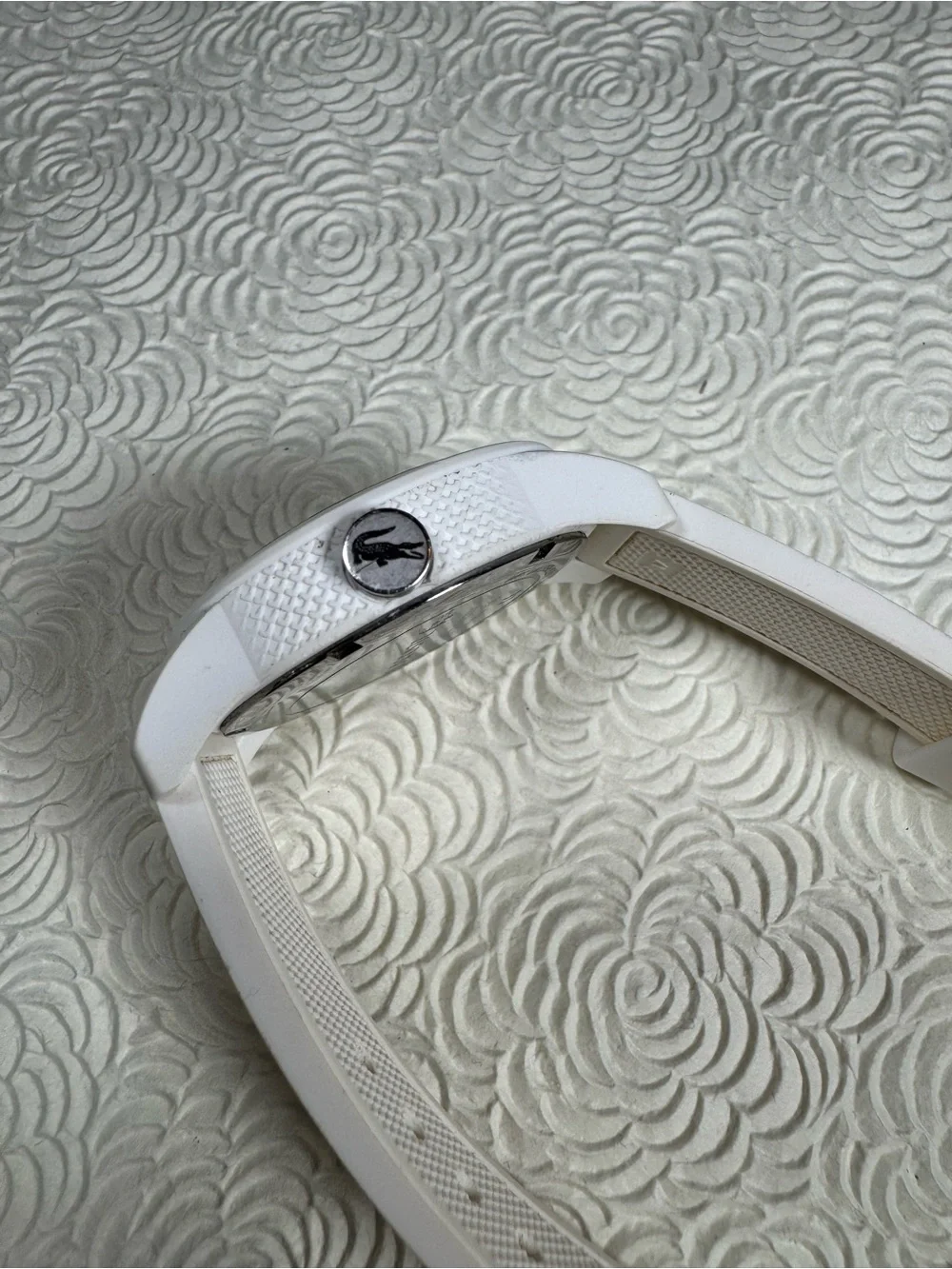 Lacoste 12.12 White Quartz Silicone Pique Strap Watch